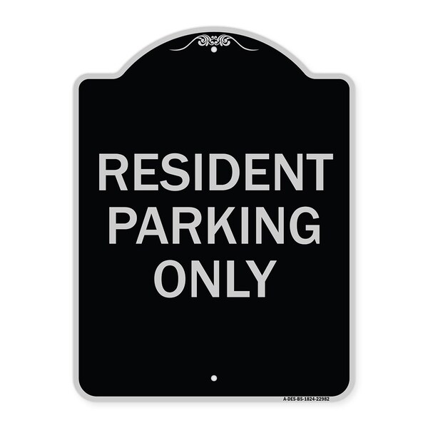 Signmission Resident Parking Only Heavy-Gauge Aluminum Architectural Sign, 24" x 18", BS-1824-22982 A-DES-BS-1824-22982 - main